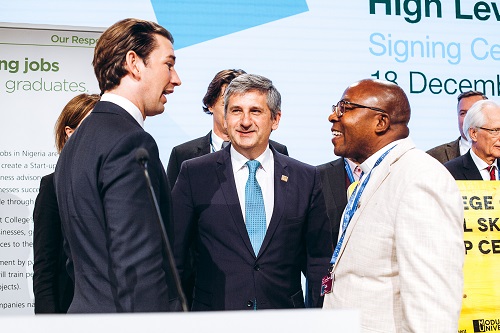 GOUNI VC with the Austrian Prime Minister Sebastian Kurz during the signing of an MoU with the Austrian Government